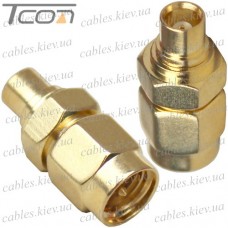 Переходник штекер SMA - гнездо MCX, латунь, gold