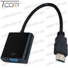 Конвертер HDMI в VGA с кабелем 0,1м (штекер HDMI - гнездо VGA), Tcom