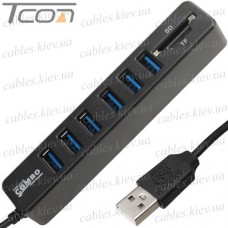 USB HUB на 6 портов USB 3.0, с картридером, пассивный