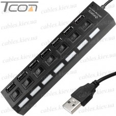USB HUB на 7 портов USB 2.0, с выключателями и подсветкой, активный