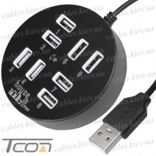 USB HUB на 8 портов USB 2.0, круглый, активный (в блистере)