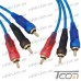 Фото, характеристики, описание Шнур соединительный 3 RCA х 3 RCA, gold, диам.-3+3+3мм, прозрачно-синий, 5м, Tcom