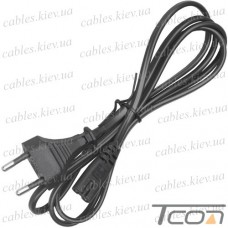 Шнур питания 2х0,20мм, плоский, чёрный, 1,5метра, Tcom