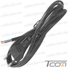 Шнур сетевой 2x0,75мм., без разъёма, 1,8м, чёрный, Tcom