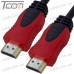 Купить Шнур HDMI (штекер - штекер) v.1,4, диаметр - 6мм, gold, 0,8м, красно-чёрный, Tcom по выгодной цене
