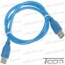 Фото, характеристики, описание Шнур USB штекер А - штекер А, Vers.3.0, диам.-5,5мм, 0.8 метра, синий, Tcom