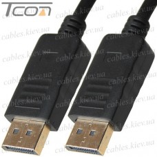 Шнур штекер Display Port - штекер Display Port, gold, чёрный, 1.8м
