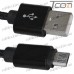 Фото, характеристики, описание Шнур компьютерный штекер USB А - штекер miсro USB (Samsung), 2.1А, сетка, диам.-4,5мм, 1м, чёрный, Tcom