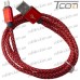 Купить Шнур компьютерный штекер USB А - штекер miсro USB (Samsung), 2.1А, сетка, диам.-4,5мм, 1м, красный, Tcom по выгодной цене
