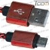 Фото, характеристики, описание Шнур компьютерный штекер USB А - штекер miсro USB (Samsung), 2.1А, сетка, диам.-4,5мм, 1м, красный, Tcom