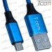 Фото, характеристики, описание Шнур компьютерный штекер USB А - штекер miсro USB (Samsung), сетка, 1м, синий, Tcom