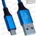 Цена от 25.80 грн. на Шнур компьютерный штекер USB А - штекер miсro USB (Samsung), сетка, 1м, синий, Tcom