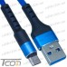 Фото, характеристики, описание Шнур компьютерный штекер USB А - штекер miсro USB (Samsung), сетка, диам.-4,5мм, 1м, синий, Tcom