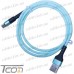 Купить Шнур компьютерный штекер USB А - штекер miсro USB (Samsung), сетка, диам.-4,5мм, 1м, бирюзовый, Tcom по выгодной цене