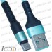 Фото, характеристики, описание Шнур компьютерный штекер USB А - штекер miсro USB (Samsung), сетка, диам.-4,5мм, 1м, бирюзовый, Tcom