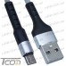 Фото, характеристики, описание Шнур компьютерный штекер USB А - штекер miсro USB (Samsung), сетка, диам.-4,5мм, 1м, серый, Tcom