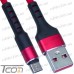 Фото, характеристики, описание Шнур компьютерный штекер USB А - штекер miсro USB (Samsung), сетка, диам.-4,5мм, 1м, красный, Tcom