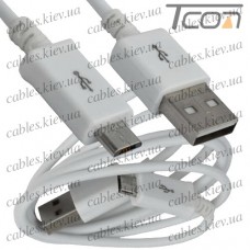 Шнур компьютерный штекер USB А - штекер miсro USB (Samsung), short pin, 1м, белый, Tcom