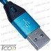 Фото, характеристики, описание Шнур компьютерный штекер USB А - штекер micro USB, в сетке, 1м, синий, Tcom