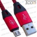 Купить Шнур компьютерный штекер USB А - штекер micro USB, в сетке, 1м, красный, Tcom по выгодной цене