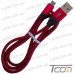 Фото, характеристики, описание Шнур компьютерный штекер USB А - штекер micro USB, в сетке, 1м, красный, Tcom