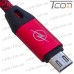 Шнур компьютерный штекер USB А - штекер micro USB, в сетке, 1м, красный, Tcom рис 4