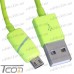 Шнур компьютерный штекер USB А - штекер micro USB, в колбе, 1м, салатовый, Tcom рис 4