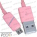 Шнур компьютерный штекер USB А - штекер micro USB, в колбе, 1м, розовый, Tcom рис 4