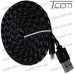Купить Шнур компьютерный штекер USB А - штекер miсro USB (Samsung), плоский, в сетке, диам.-2х5,6мм, 3м, чёрный, Tcom по выгодной цене