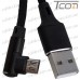 Цена от 58.63 грн. на Шнур компьютерный штекер USB А - штекер micro USB угловой, в сетке, 1м, чёрный, Tcom