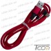 Фото, характеристики, описание Шнур компьютерный штекер USB А - штекер micro USB угловой, в сетке, 1м, красный, Tcom
