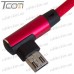 Шнур компьютерный штекер USB А - штекер micro USB угловой, в сетке, 1м, красный, Tcom рис 4