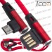 Купить Шнур компьютерный штекер USB А угловой - штекер micro USB угловой, в сетке, 1м, красный, Tcom по выгодной цене