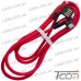 Фото, характеристики, описание Шнур компьютерный штекер USB А угловой - штекер micro USB угловой, в сетке, 1м, красный, Tcom