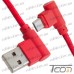 Цена от 31.57 грн. на Шнур компьютерный штекер USB А угловой - штекер micro USB угловой, в сетке, 1м, красный, Tcom