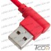 Шнур компьютерный штекер USB А угловой - штекер micro USB угловой, в сетке, 1м, красный, Tcom рис 4