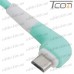 Шнур компьютерный штекер USB А угловой - штекер micro USB угловой, прорезиненный, 1м, зелёный, Tcom рис 6
