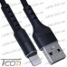 Фото, характеристики, описание Шнур компьютерный штекер USB А - штекер iPhone 6, сетка, диам.-4,5мм, 1м, чёрный, Tcom