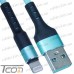 Фото, характеристики, описание Шнур компьютерный штекер USB А - штекер iPhone 6, сетка, диам.-4,5мм, 1м, бирюзовый, Tcom