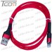 Купить Шнур компьютерный штекер USB А - штекер iPhone 6, сетка, диам.-4,5мм, 1м, красный, Tcom по выгодной цене