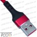 Шнур компьютерный штекер USB А - штекер iPhone 6, сетка, диам.-4,5мм, 1м, красный, Tcom рис 4