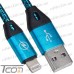 Фото, характеристики, описание Шнур компьютерный штекер USB А - штекер iPhone 6, в сетке, 1м, синий, Tcom