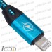 Шнур компьютерный штекер USB А - штекер iPhone 6, в сетке, 1м, синий, Tcom рис 4