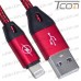 Фото, характеристики, описание Шнур компьютерный штекер USB А - штекер iPhone 6, в сетке, 1м, красный, Tcom