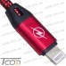 Шнур компьютерный штекер USB А - штекер iPhone 6, в сетке, 1м, красный, Tcom рис 4