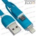Фото, характеристики, описание Шнур 2 в 1, штекер USB А - штекер miсro USB + штекер iPhone 6, синий, 1м, в блистере, Tcom