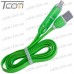 Купить Шнур 2 в 1, штекер USB А - штекер miсro USB + штекер iPhone 6, плоский, зелёный, 1м, в блистере, Tcom по выгодной цене