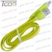 Купить Шнур 2 в 1, штекер USB А - штекер miсro USB + штекер iPhone 6, плоский, салатовый, 1м, в блистере, Tcom по выгодной цене
