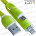 Фото, характеристики, описание Шнур 2 в 1, штекер USB А - штекер miсro USB + штекер iPhone 6, плоский, салатовый, 1м, в блистере, Tcom