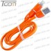 Купить Шнур 2 в 1, штекер USB А - штекер miсro USB + штекер iPhone 6, плоский, оранжевый, 1м, в блистере, Tcom по выгодной цене